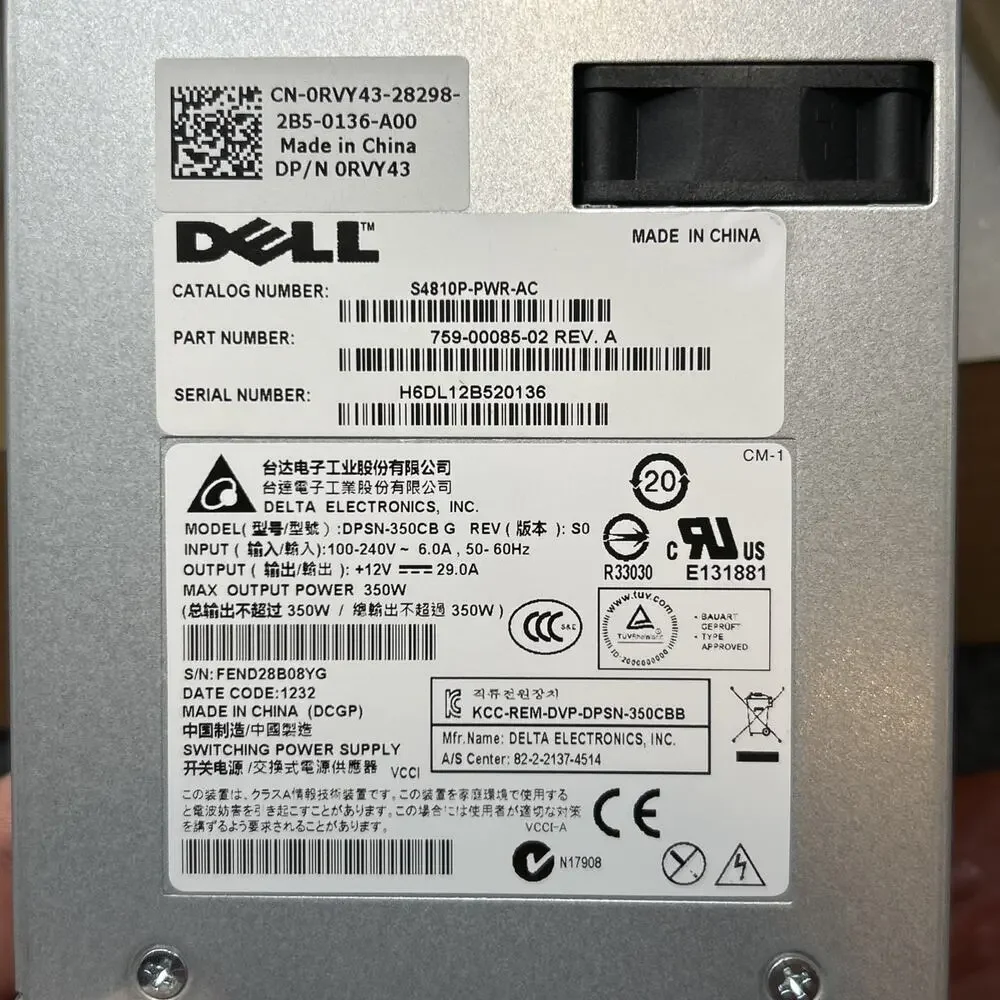 Dell DPSN-350CB Force10 S4810P PowerEdge Server Power Supply - TESTED POWERS ON